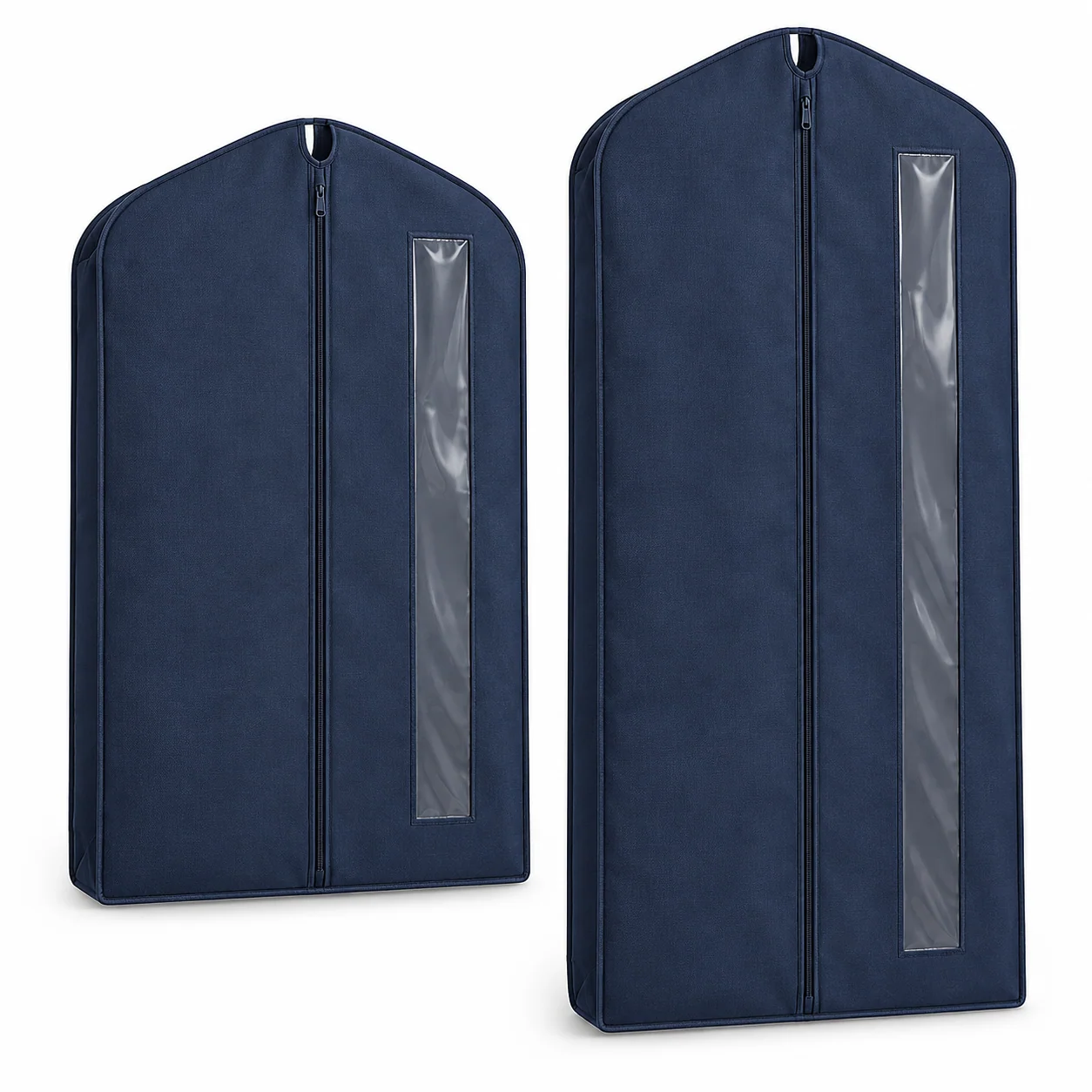 Navy Windowed Garment Covers, Mixed Length 2-Pack