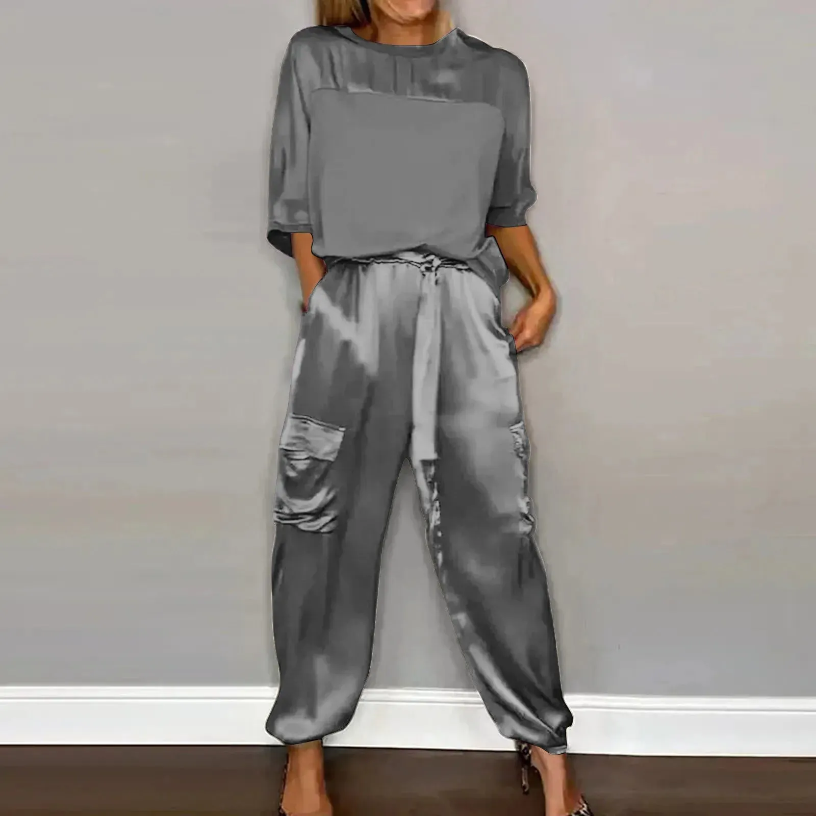 Sophie Paris I Satin Ensemble lounge deux pièces