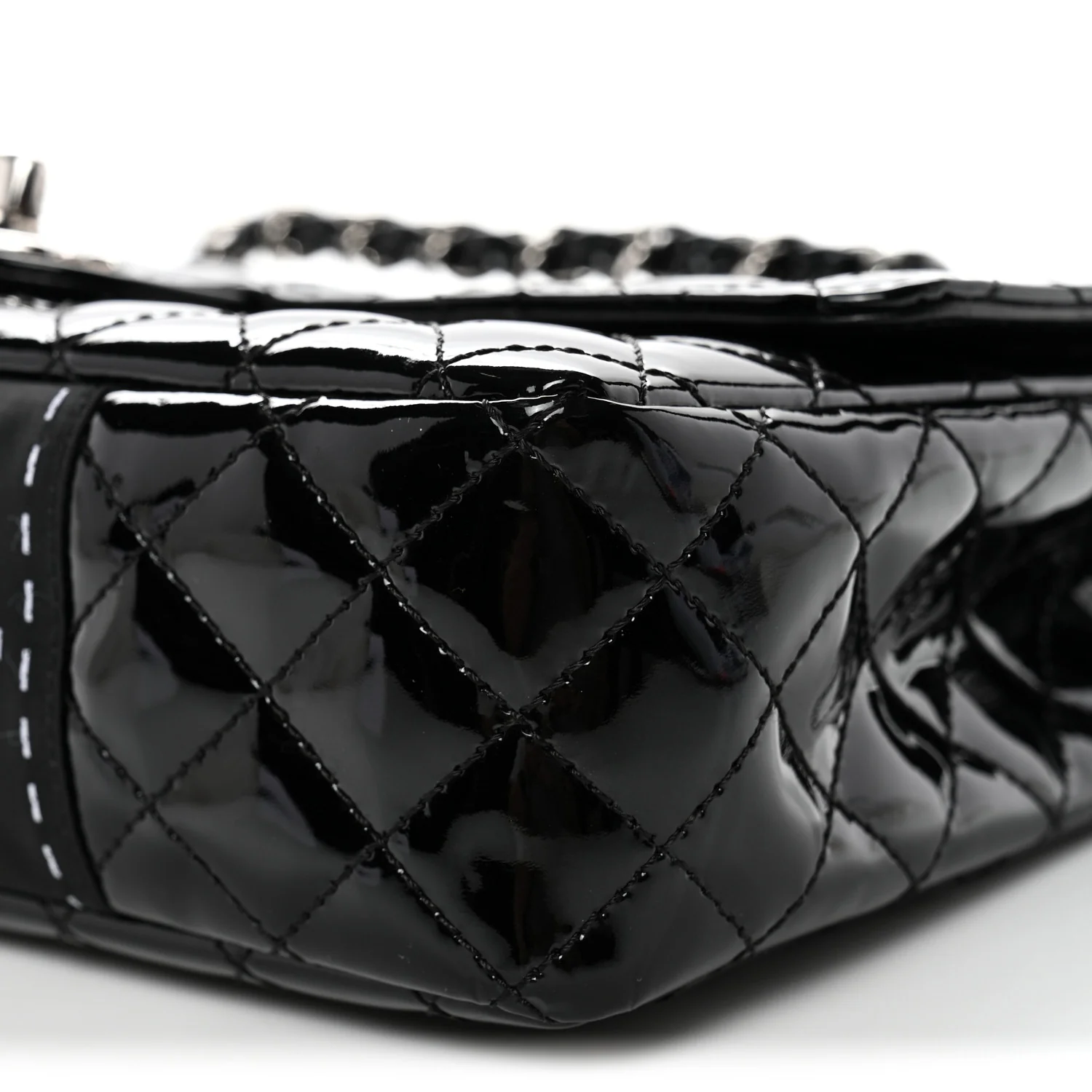 Patent Quilted Secret Label Medium Flap Black