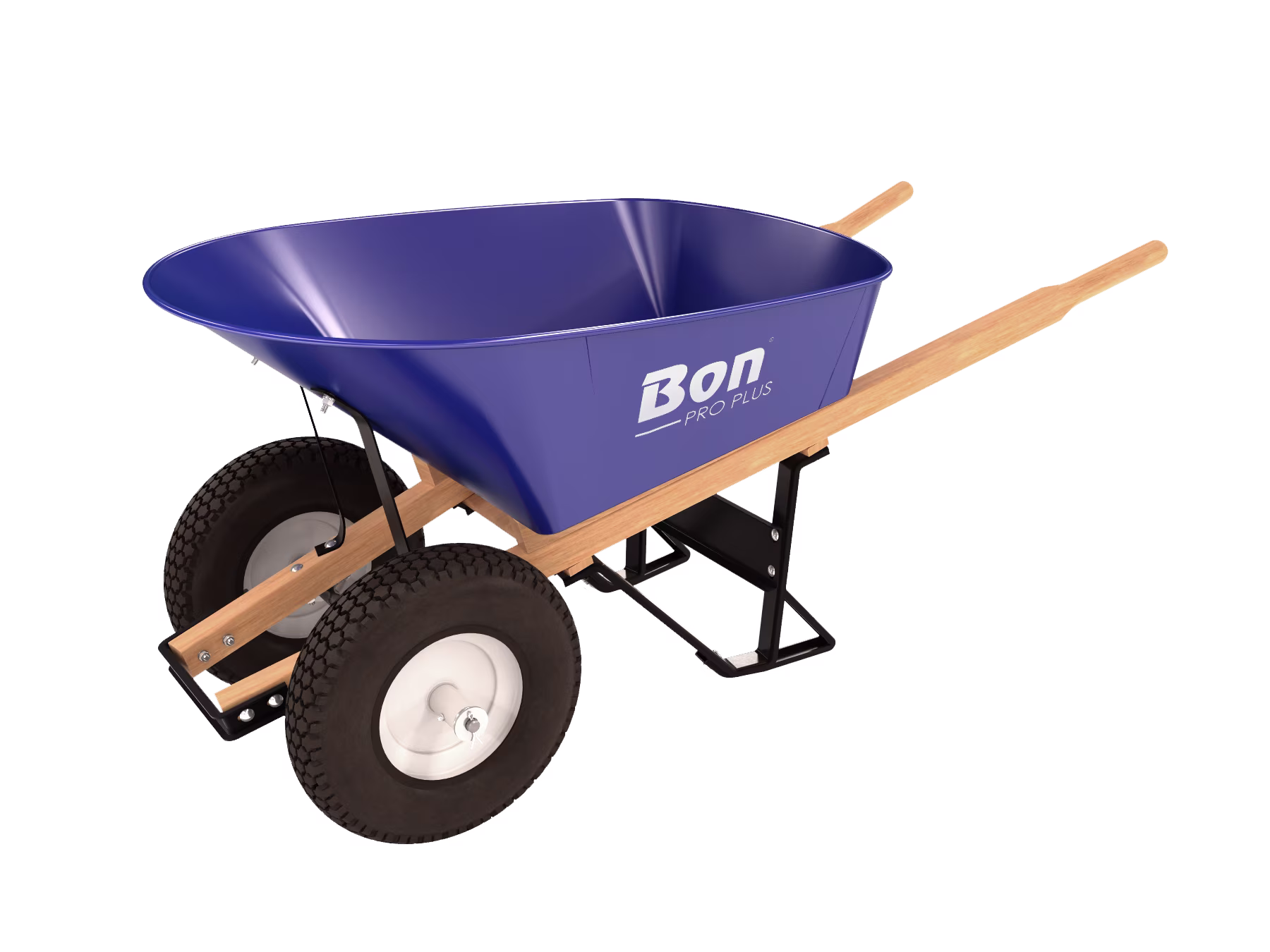 11-676 Double Knobby Tire Steel Wheel Barrow 6 Cu Ft Tray Wood Handle