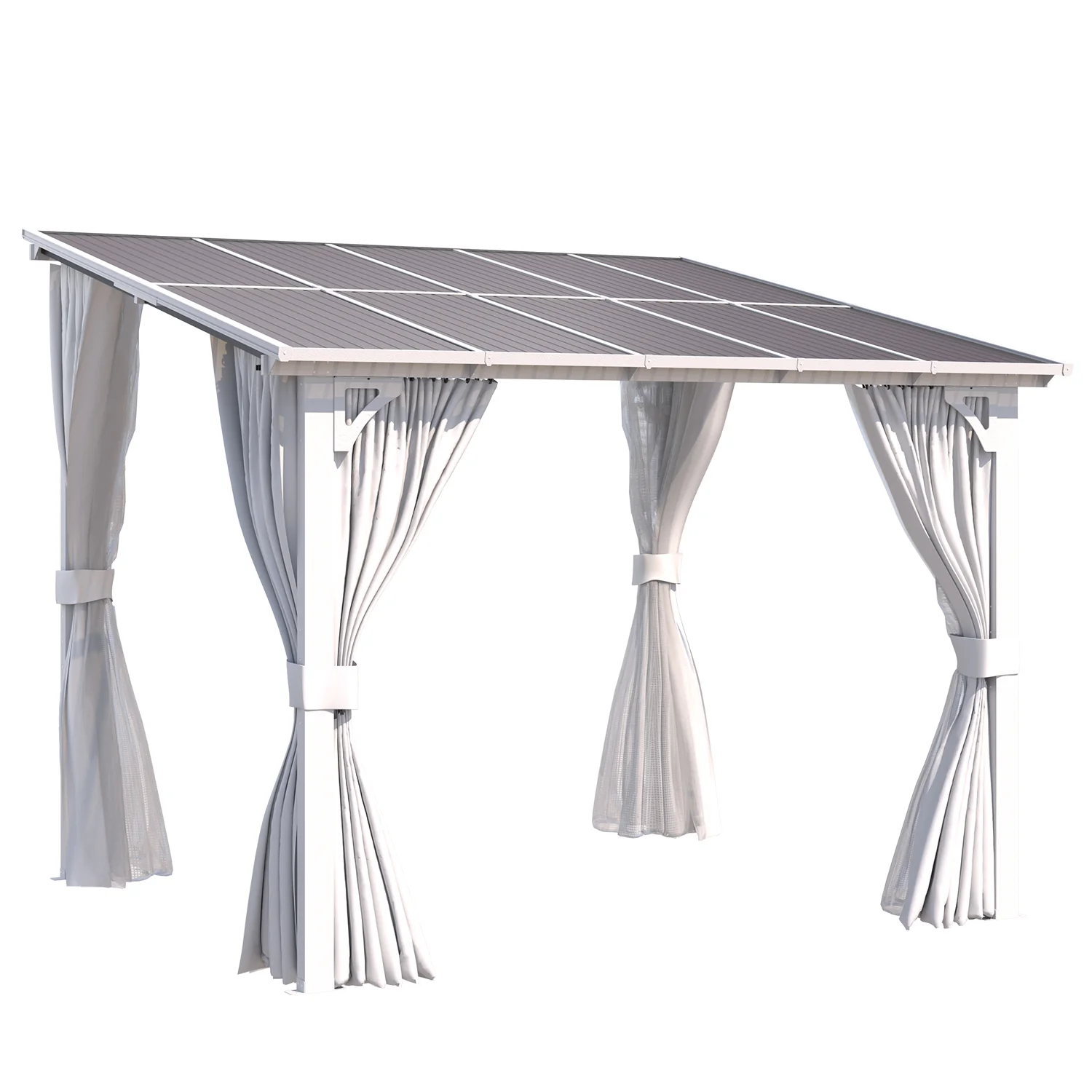 AECOJOY 10'x8' Wall Gazebo with Curtains and Mosquito Netting, White
