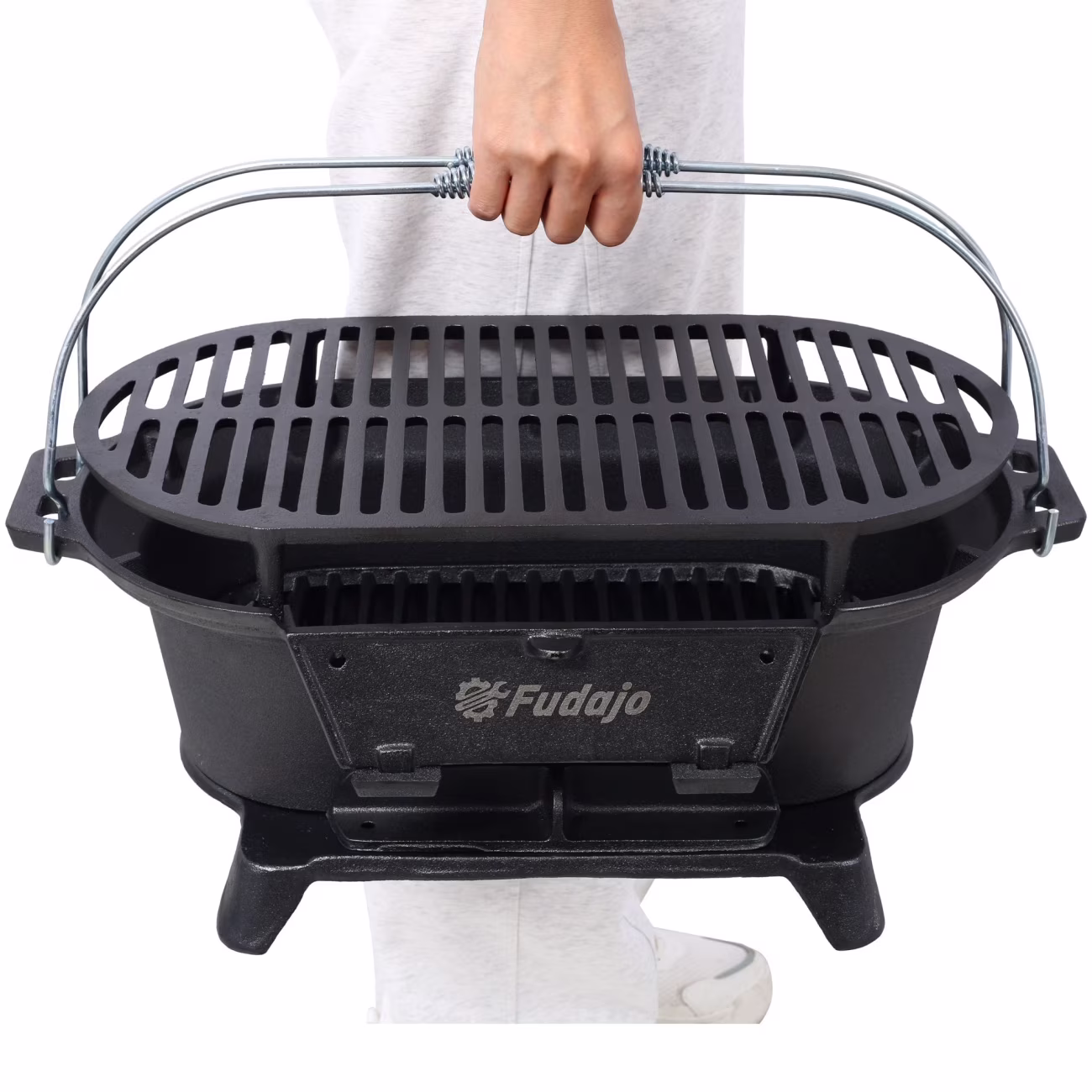 Hibachi Grill, 16" Portable Cast Iron Outdoor Tabletop Grill, Handled Mini Japanese BBQ Charcoal Stove, Small Durable Camping Cast Iron Grill with Grate Hook(16") - Image 3
