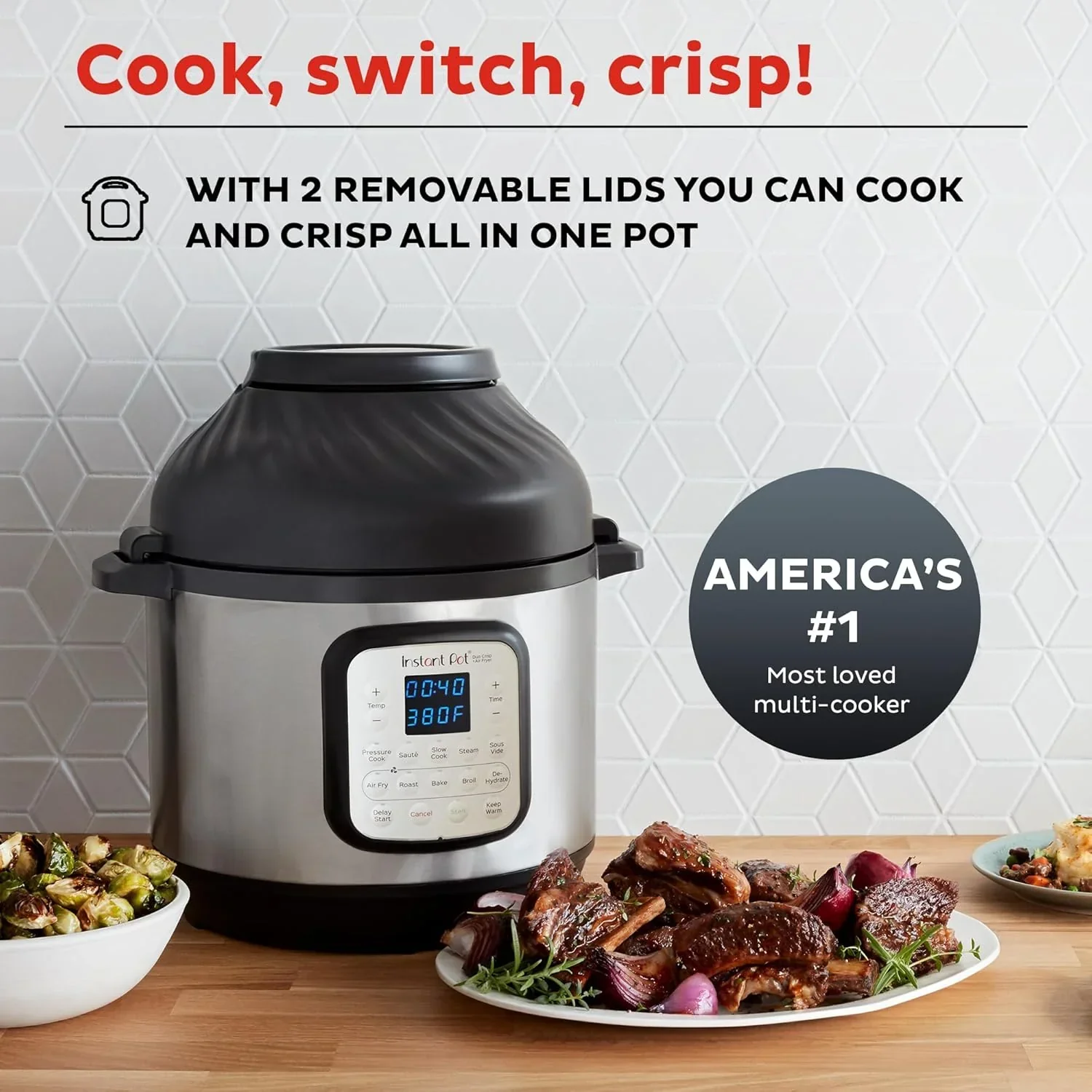 Instant Pot Duo 7 en 1 Autocuiseur électrique, mijoteuse, cuiseur à riz, cuiseur vapeur, sauteuse