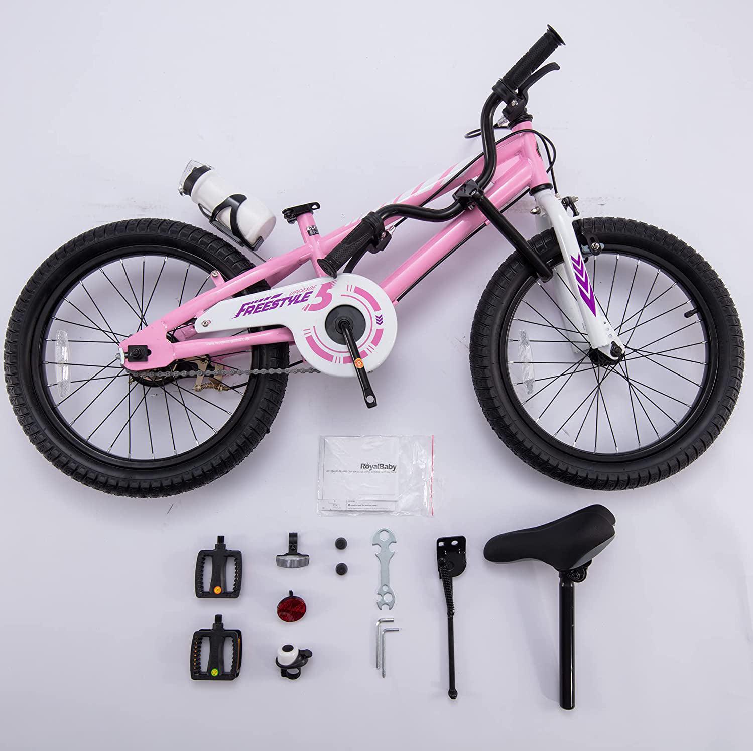 Royalbaby Freestyle 18 in Pink Kids Bike Boys and Girls Bike with Kickstand and Water Bottle