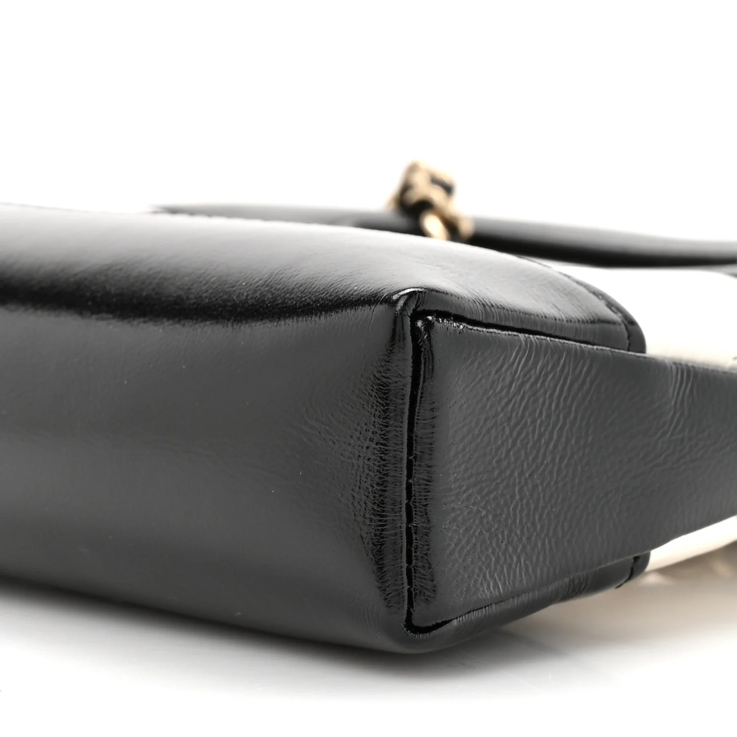 Shiny Crumpled Calfskin Quilted Nano 31 Shopping Bag White Black