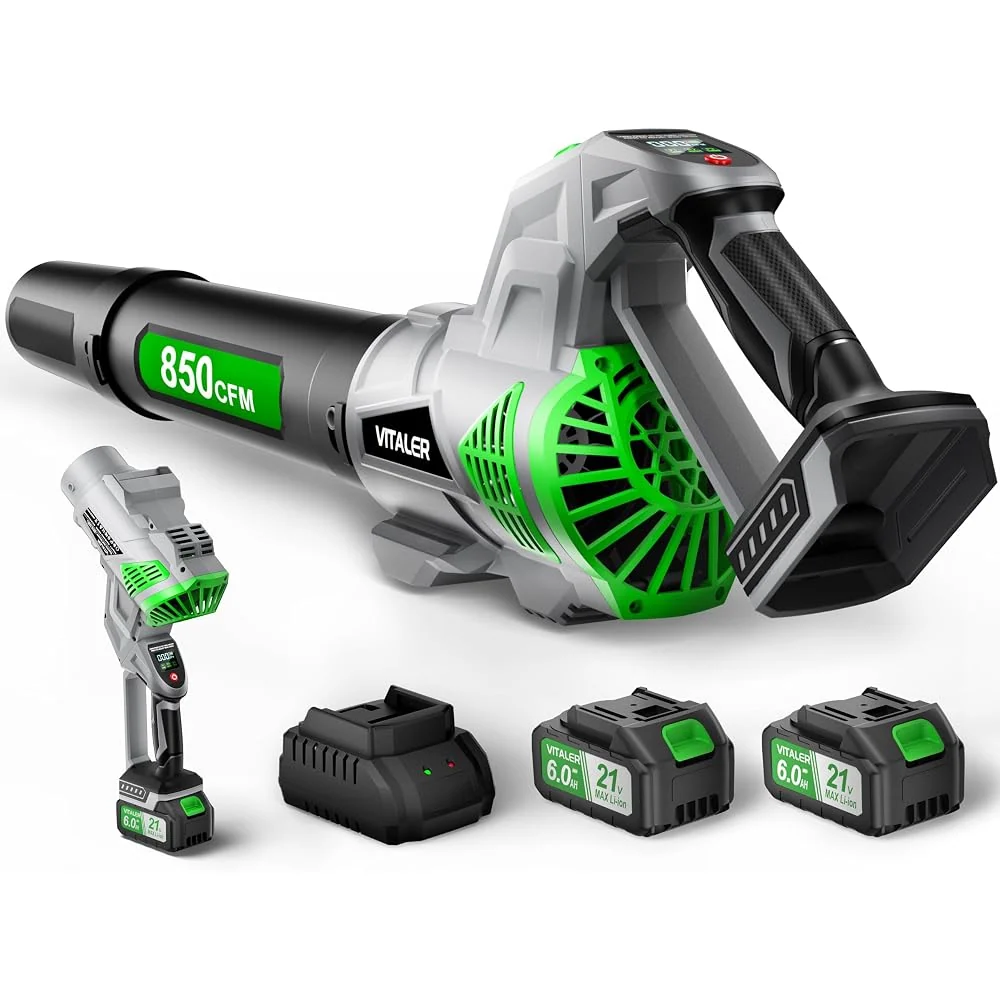 Leaf Blower Cordless, Brushless Blower 850 CFM 250 MPH with 2 Batteries