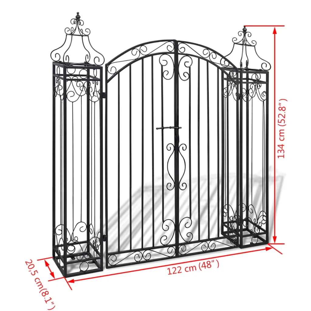 vidaXL Garden Gate Ornamental Fence Gate with Bolt Hinge Trellis Wrought Iron