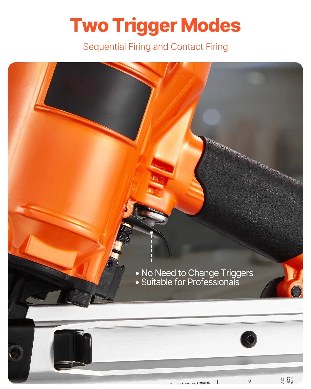 KFFKFF Nail Gun, 2 to 3-1/2 21 Degree Full Round Head, Pneumatic with Dual Firing Options & No-Tool Depth Modification, 80-120PSI Professional Air Powered Tool for Floor, Deck & Frame Construction
