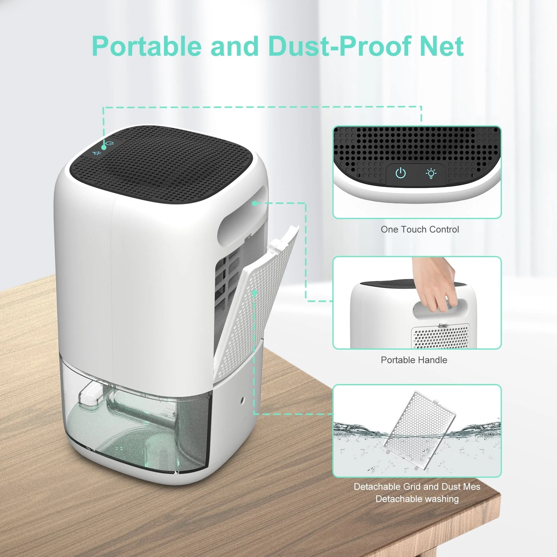 Dehumidifier Portable and Ultra Quiet with Automatic Defrosting for Home 1000ML(2200 Cubic Feet) - Image 7