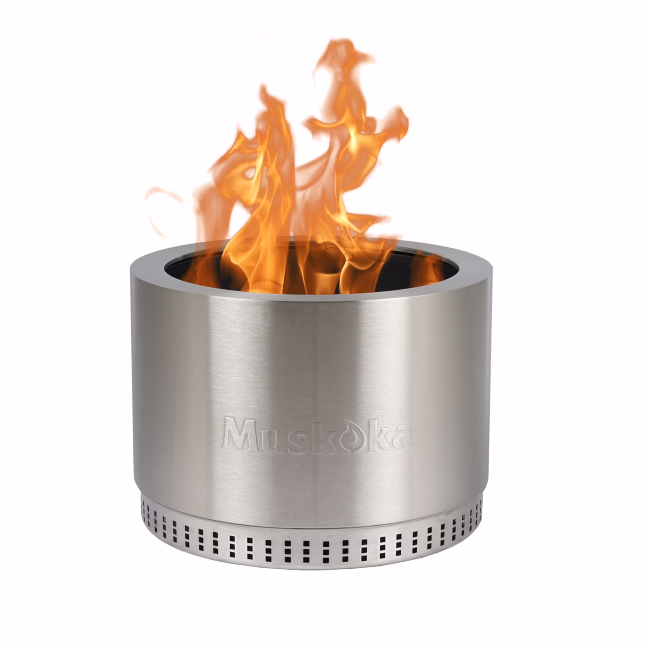 19.5" Stainless Steel Smokeless Wood Burning Fire Pit with Protective Cover(Stainless Steel)