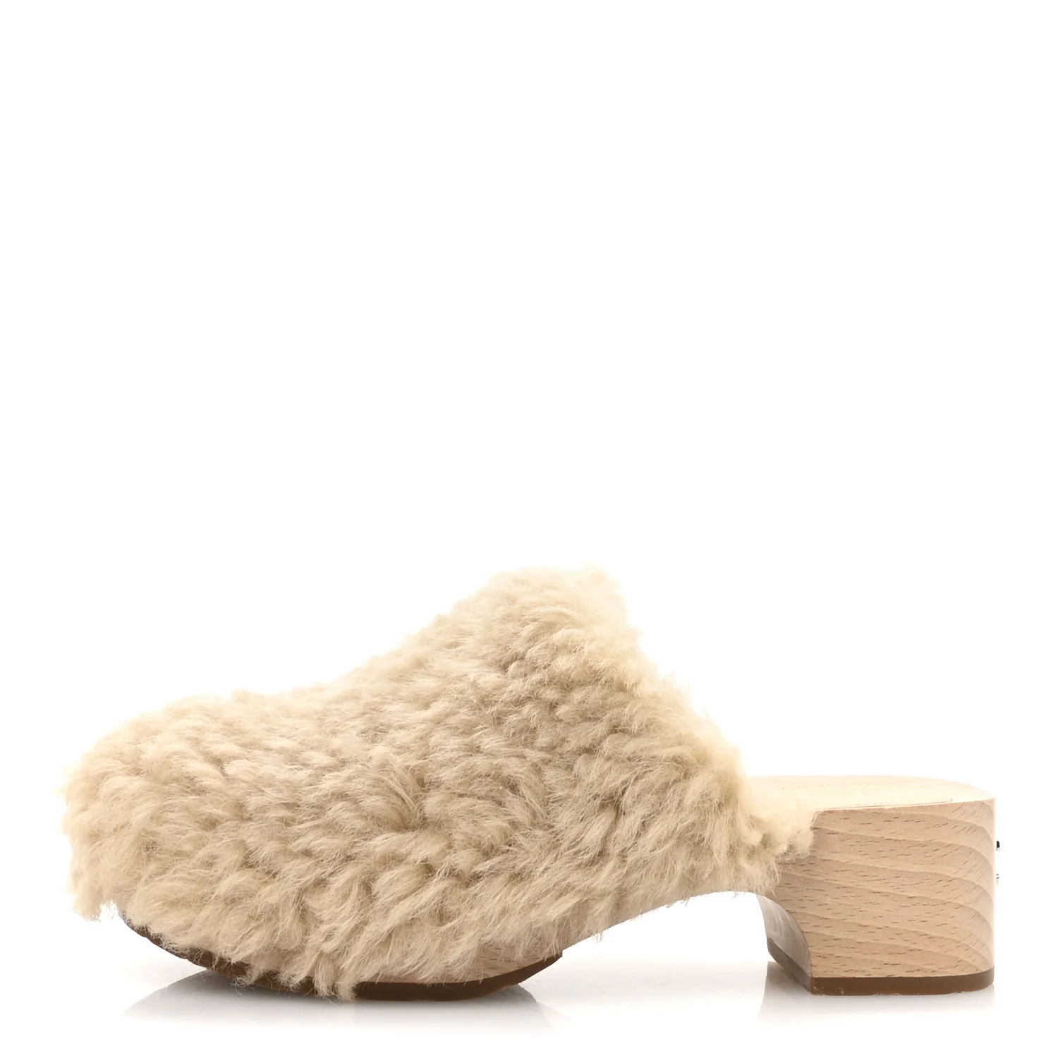 Shearling Lambskin Clogs 38 Beige