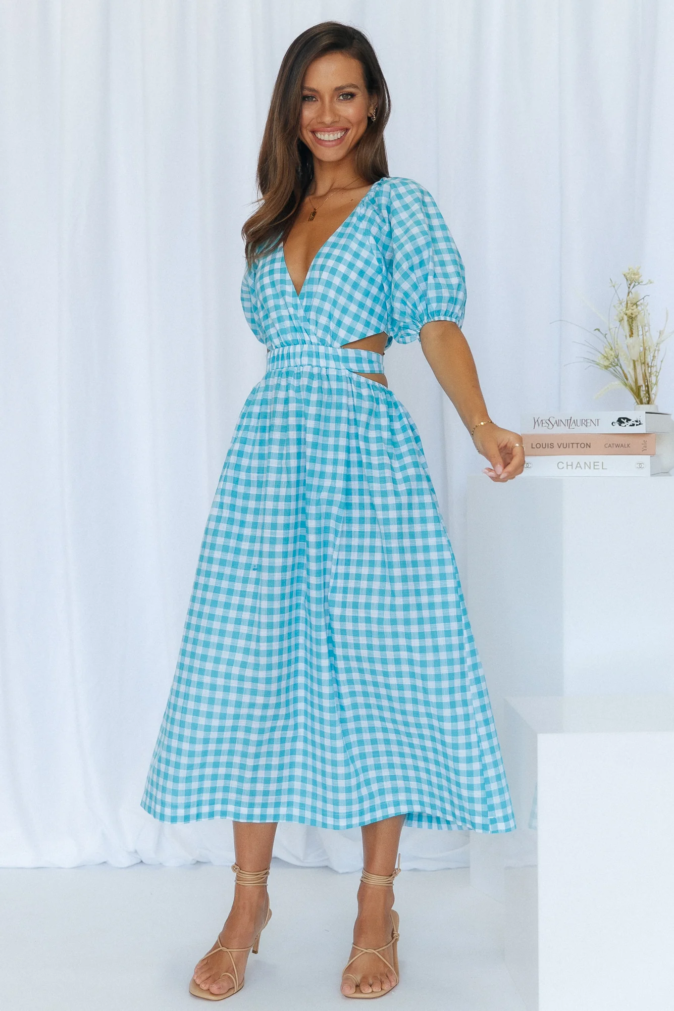 Not A Second More Midi Dress Blue