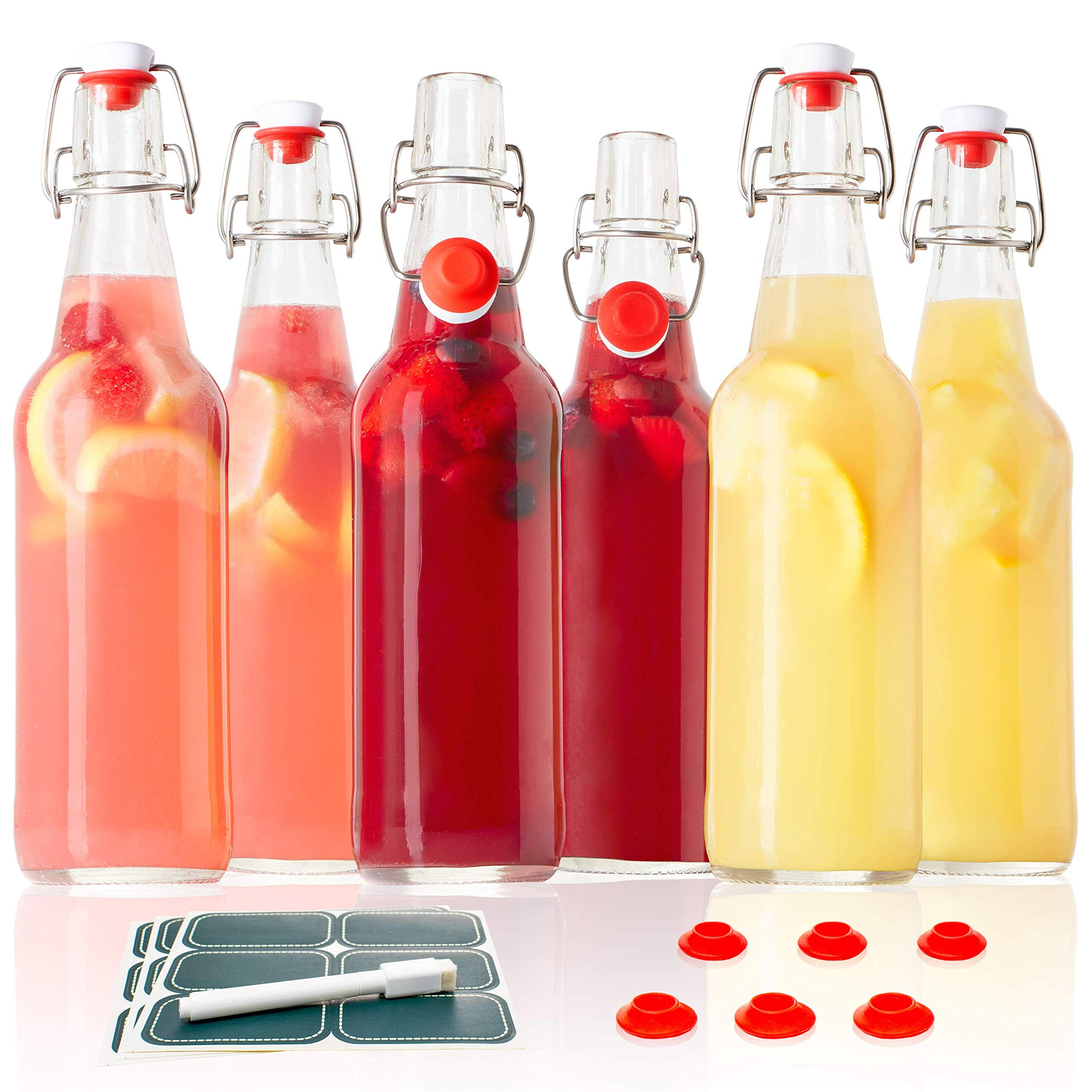 Swing Top Grolsch Glass Bottles 16oz Clear for Brewing Kombucha