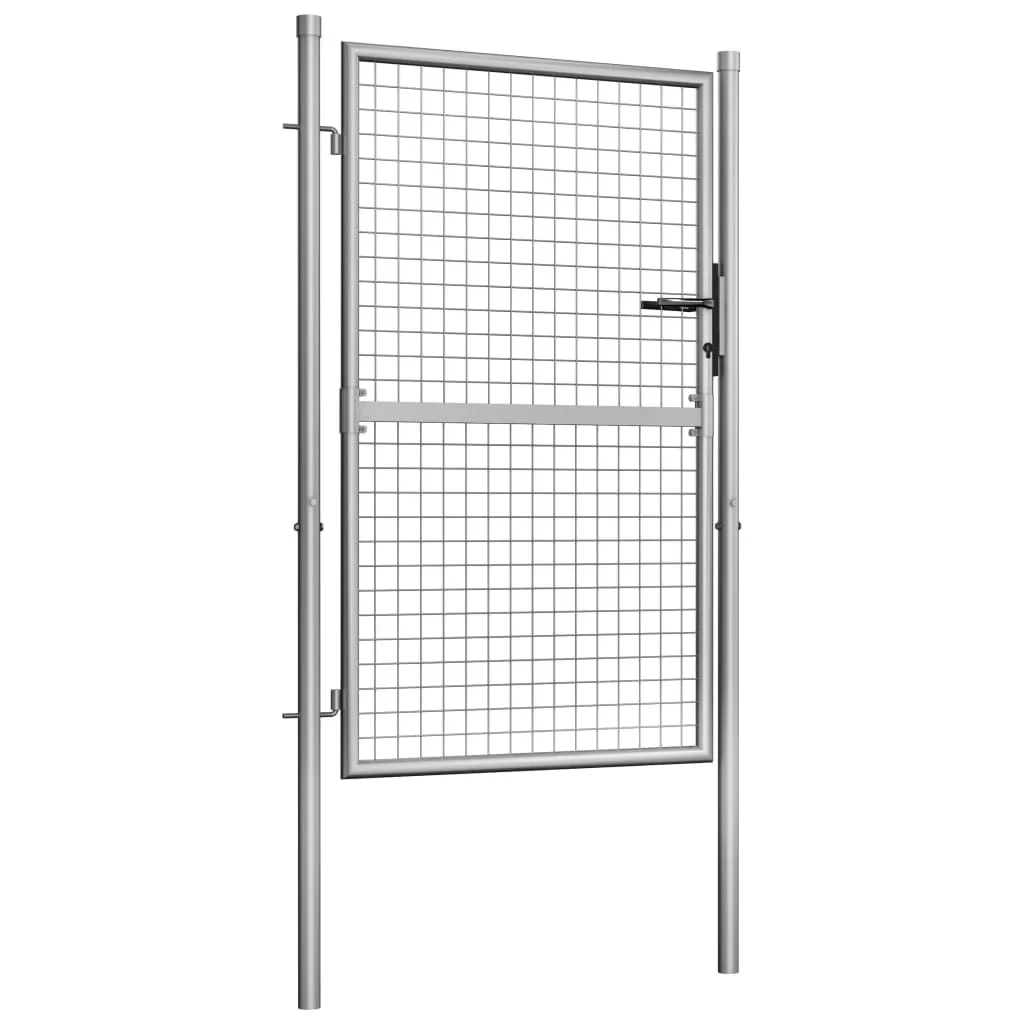 vidaXL Garden Gate Fence Wall Privacy Screen Fence Galvanized Steel Silver