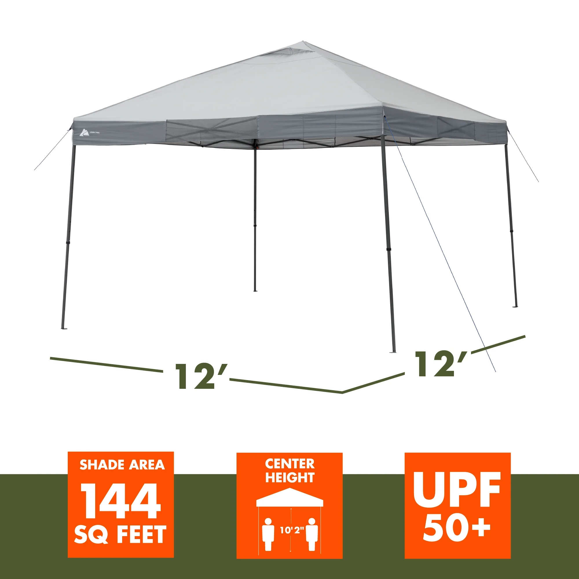 12' x 12' Instant Straight Leg Canopy for Camping Gray(Single) - Image 5