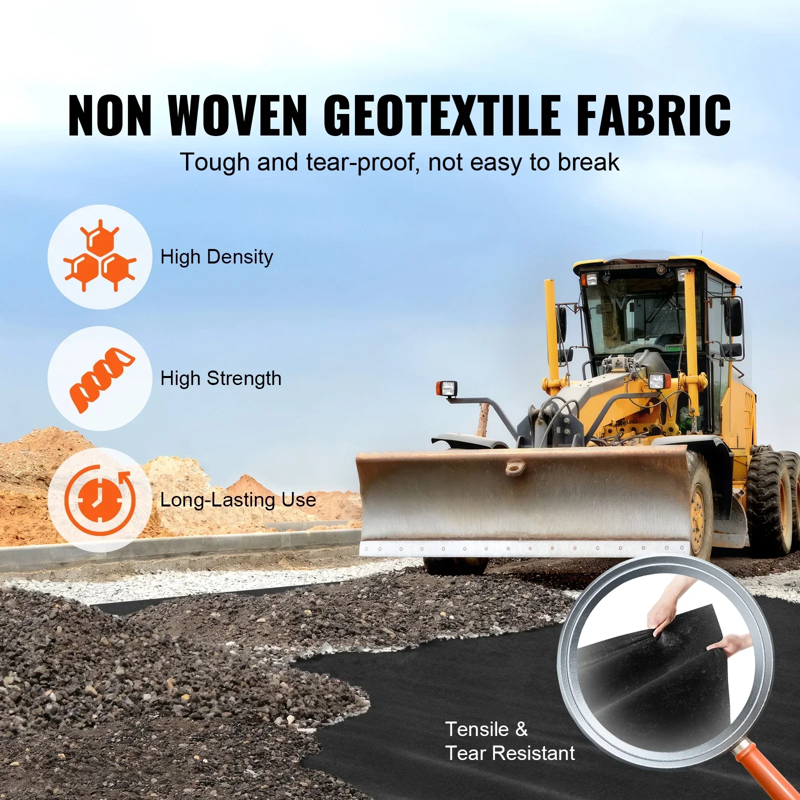 KFFKFF Weed Barrier 10x100FT Non-Woven Geotextile Fabric 8OZ Ground Cover Weed Control Fabric Landscape Fabric Weed Control Fabric for Commercial Greenhouse, Garden Barrier Cloth Blocker Mat, Black