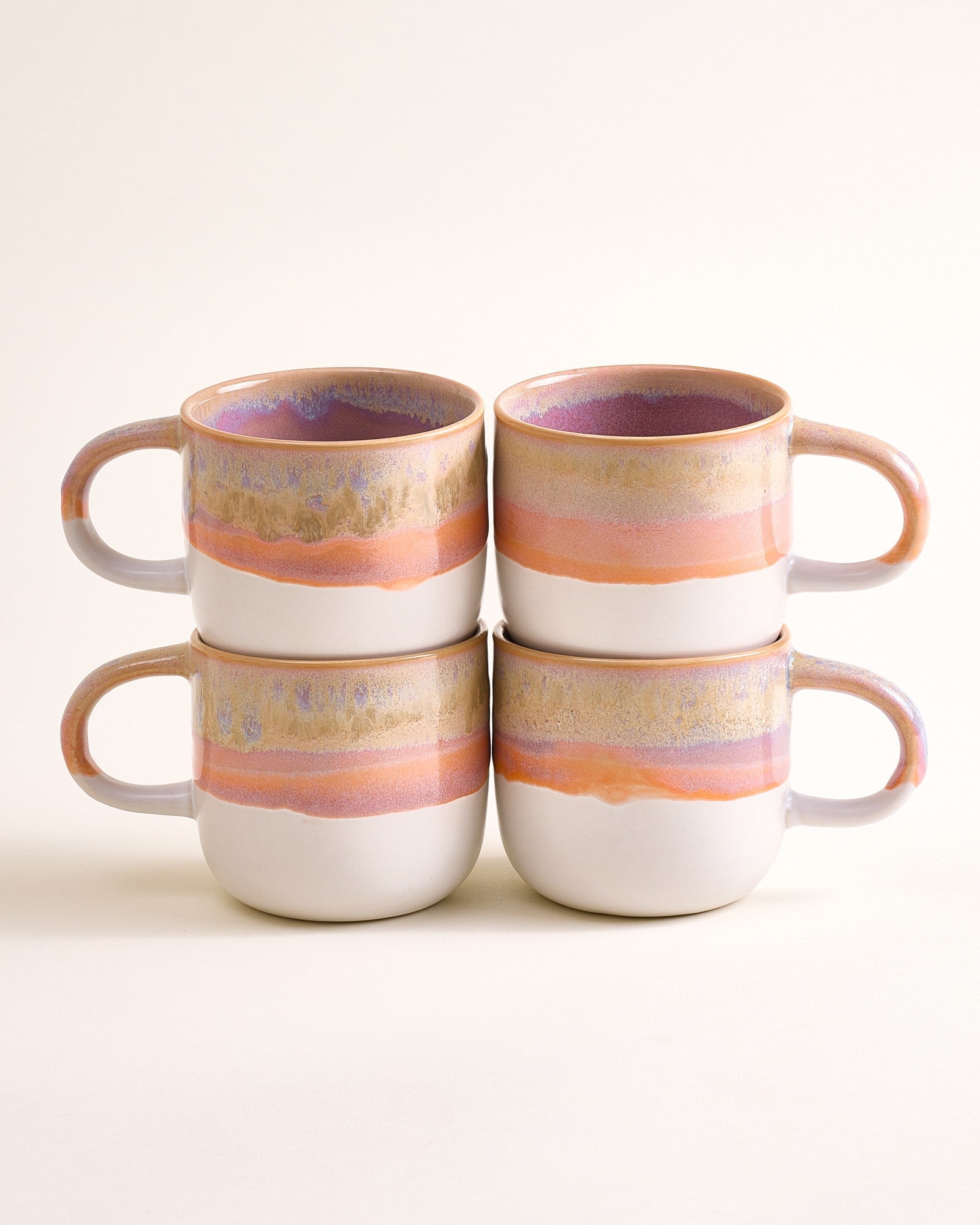 COIMBRA - LARGE MUG PURPLE ORANGE SET OF 4