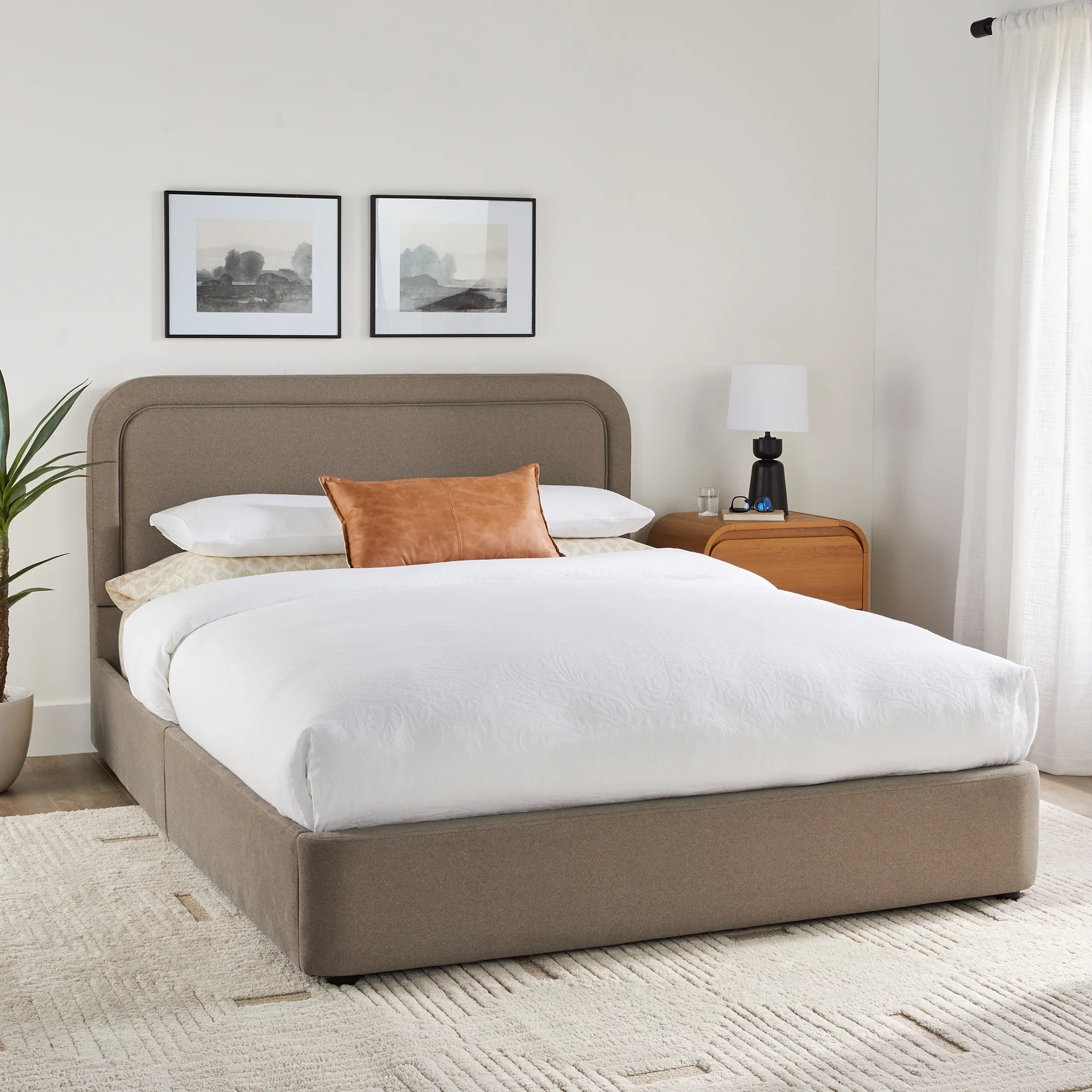 Better Homes & Gardens Juliet King Boucle Platform Bed, Ivory