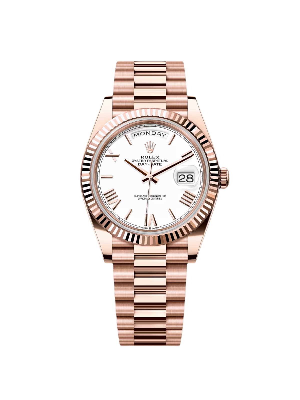 【Super Clone】RLX Day-Date President 40mm Everose Gold White Roman Dial - 228235