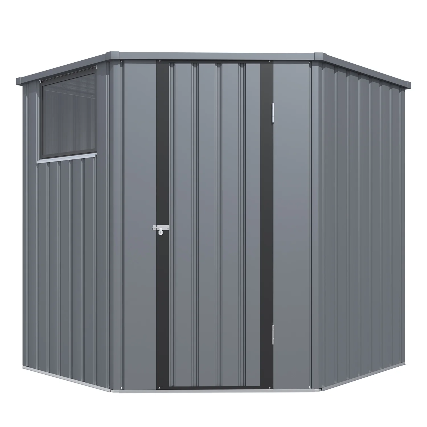 AECOJOY Corner 6x6 Storage Sheds & Outdoor Storage with Openable Windows & Lockable Doors, Utility and Tool Storage
