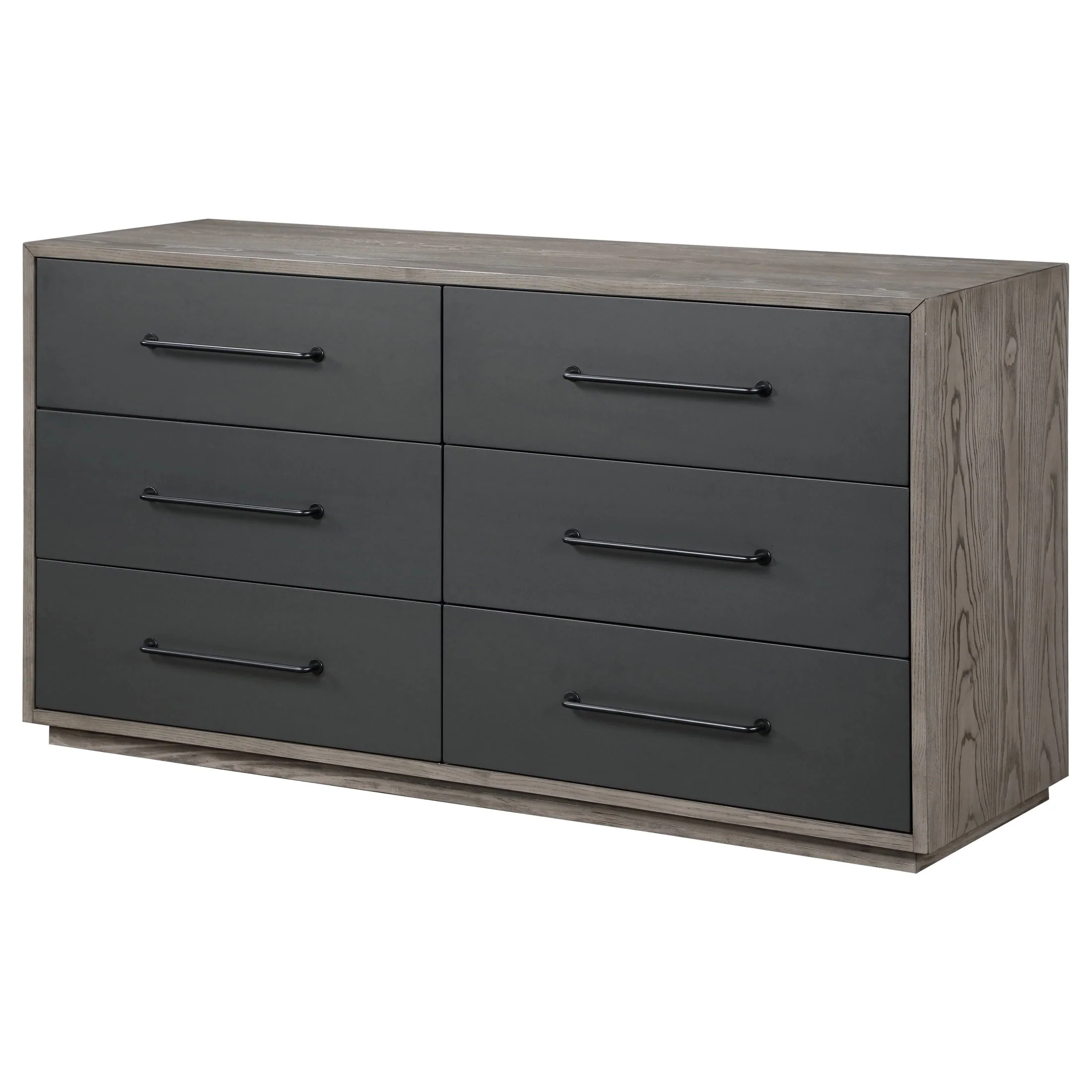 ACME Estevon 6 - Drawer Rectangular Dresser in Gray Oak and Black