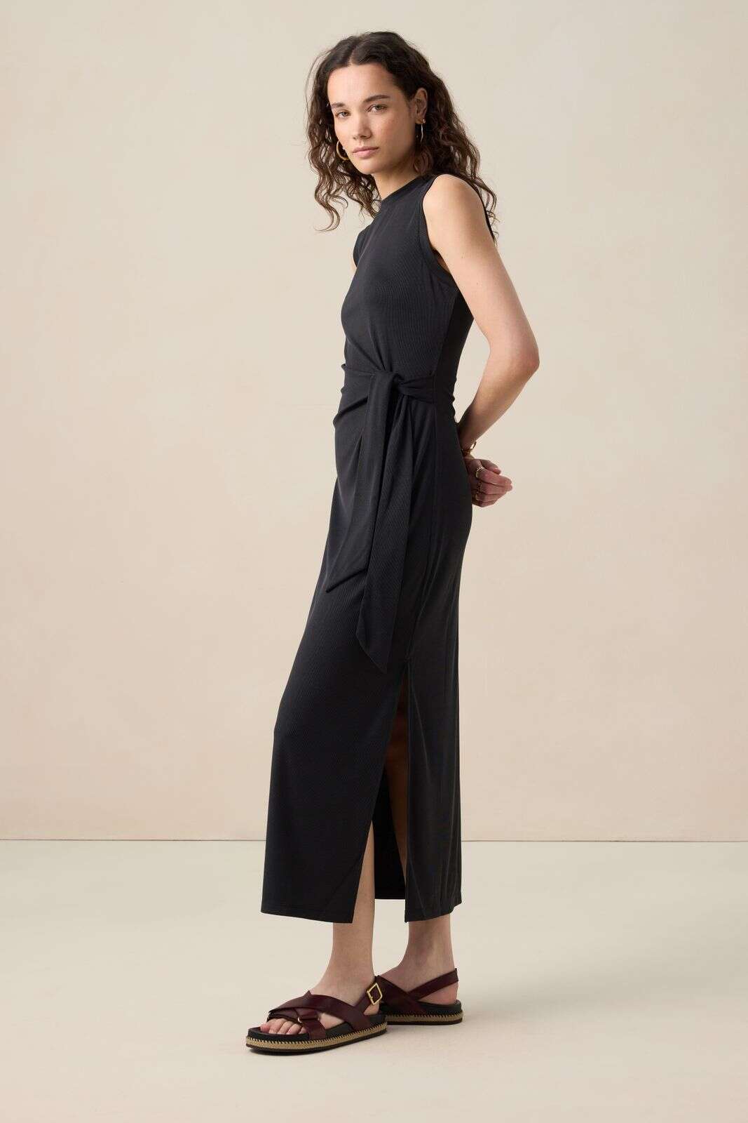 Zwarte rib jersey jurk