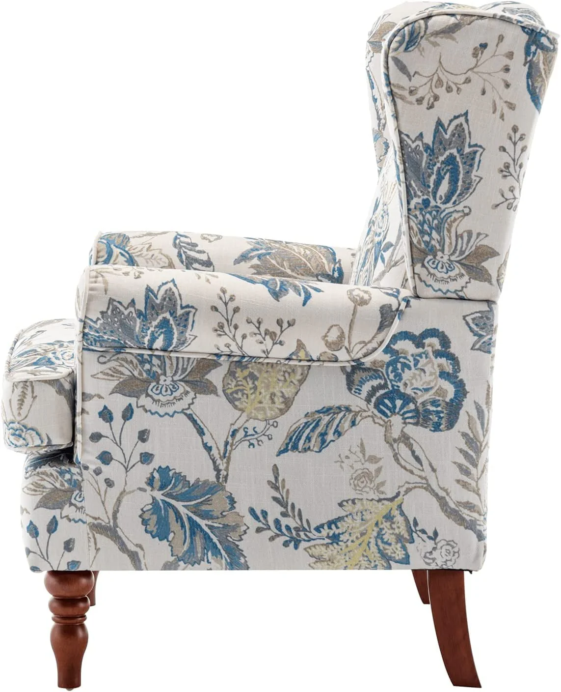 Upholstered Accent Chair, Floral Print Fabric Armchair,Blue(Blue) Image 5