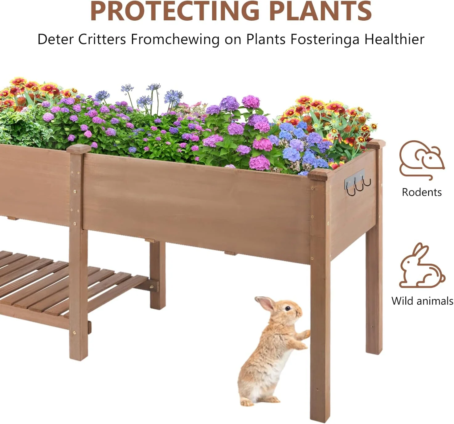 Large Raised Garden Bed Outdoor Wooden Planter Box with Legs for Gardening(2 tables) - Image 8