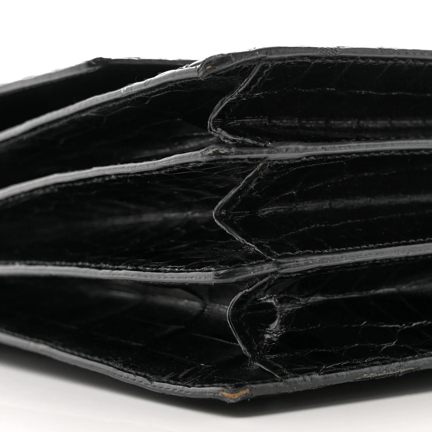 Crocodile Accordion Flap Shoulder Bag Black