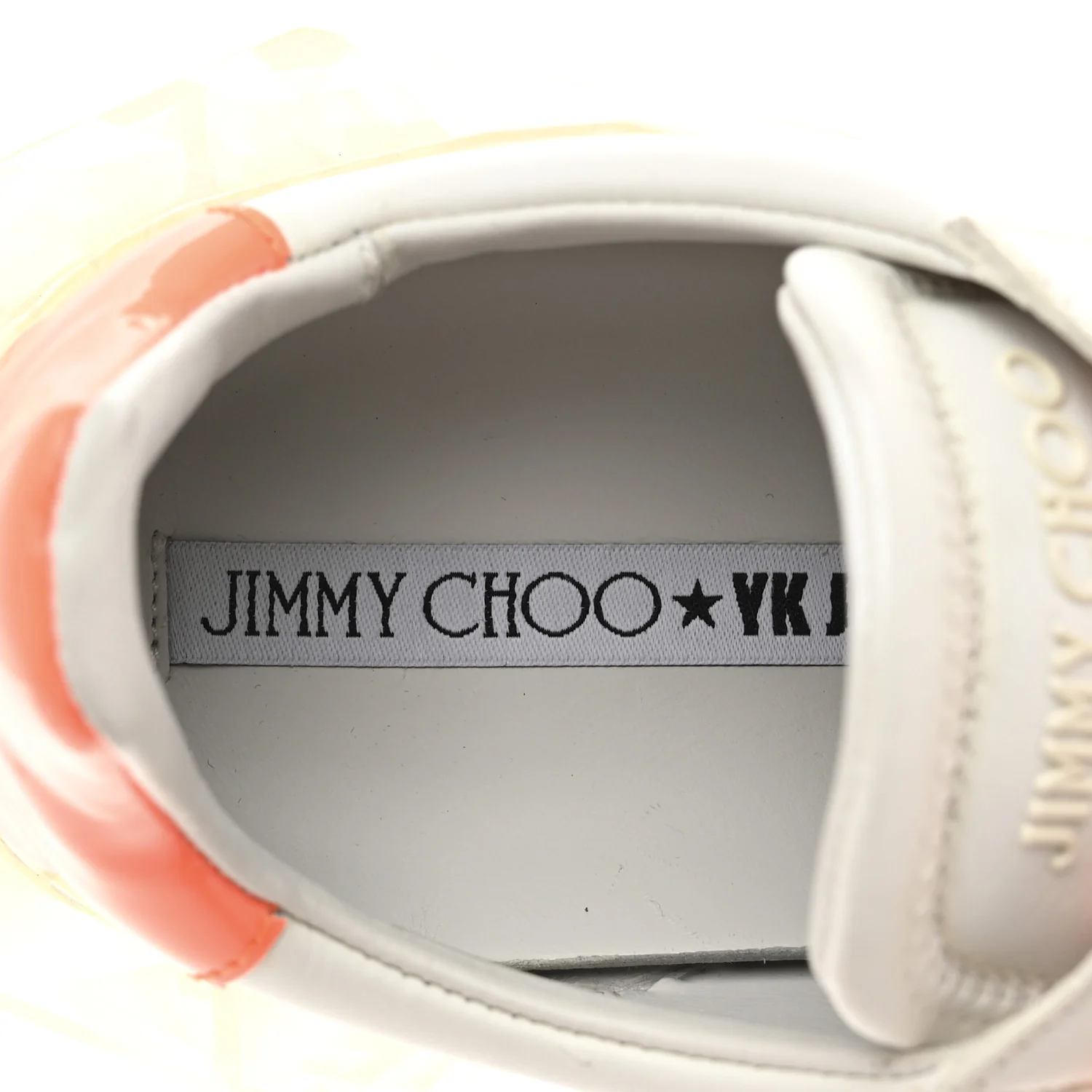 X JK JEONG Calfskin Patent Womens Diamond Low Top Sneaker 35 White Orange