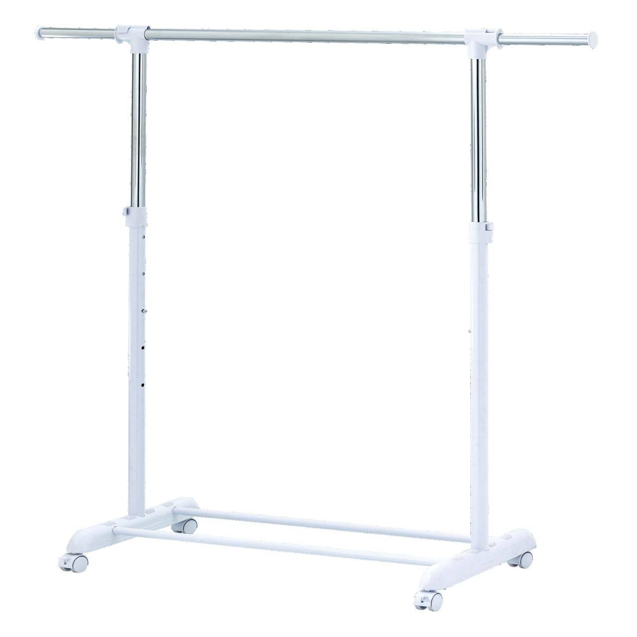 Adjustable Rolling Garment Rack Metal Chrome, White