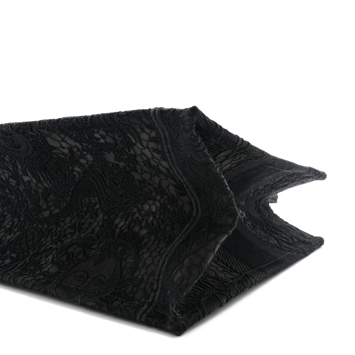 Embroidered 3D Macrame D-Lace Sun Medium Book Tote Black