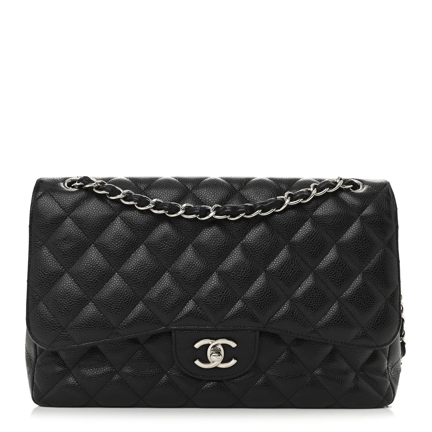 Caviar Quilted Jumbo Double Flap Black