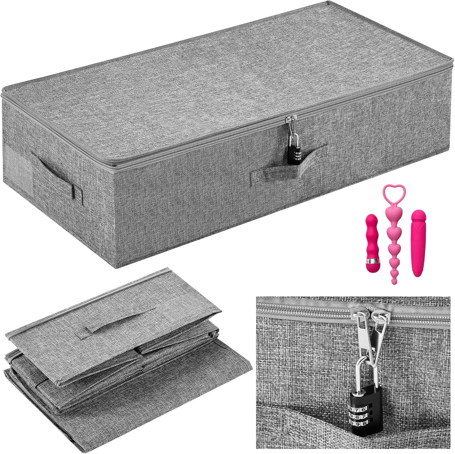 Briwooody 29.9 x 15 x 6.7in Discreet Lockable Under Bed Storage Bag, Gray