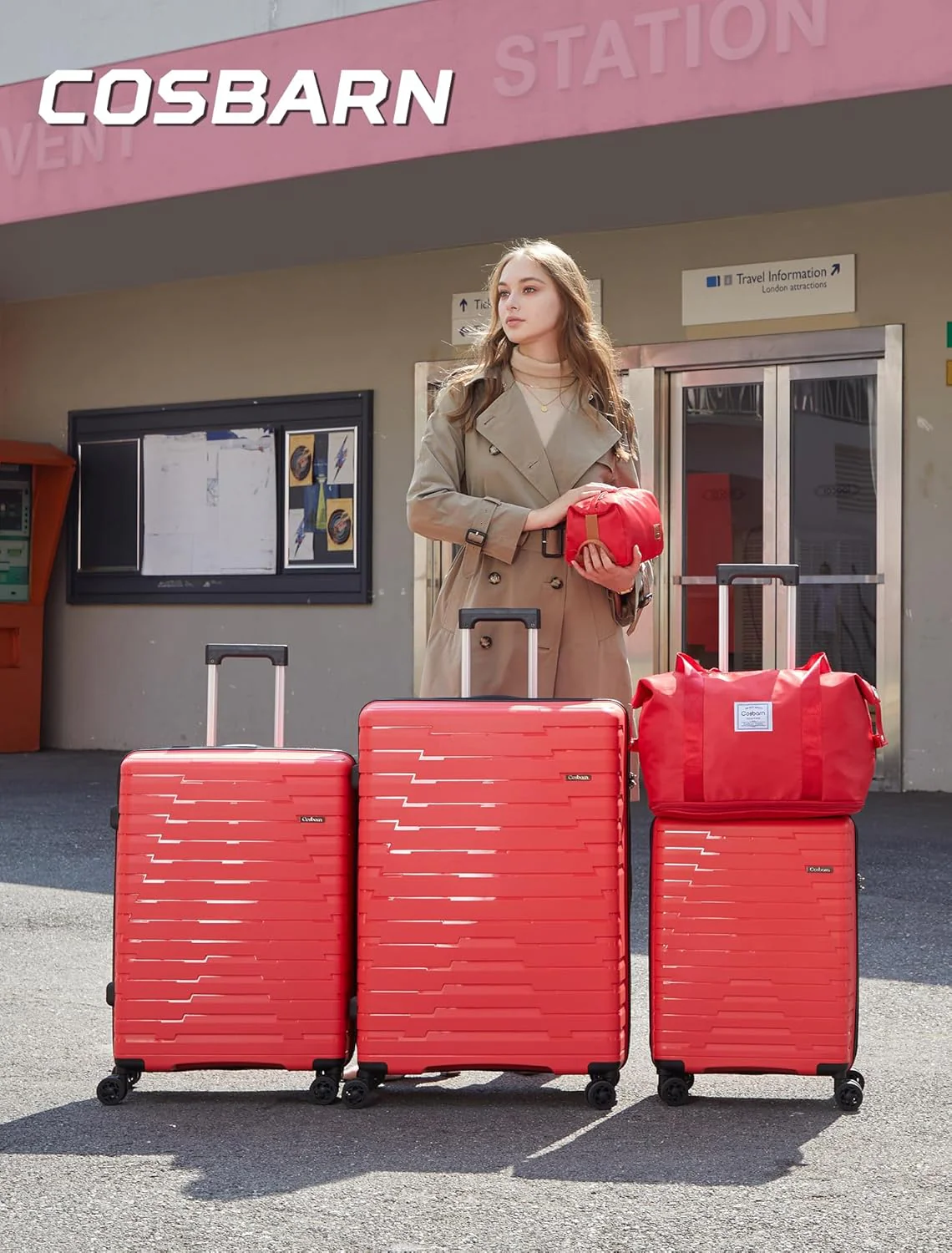 Ensemble de 5 valises à roulettes, valise rigide en ABS avec roulettes multidirectionnelles