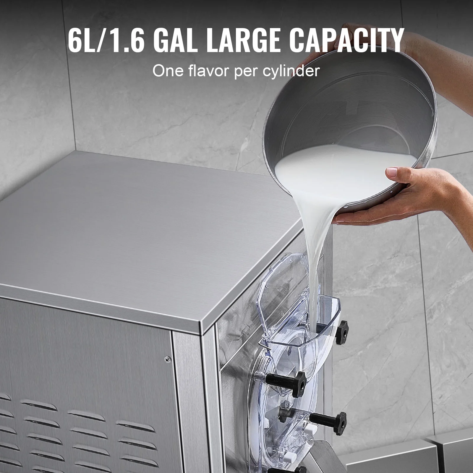 Commercial Ice Cream Machine, 18L/Hour Output, 1780W, Single Flavor, Mobile with Wheels, 6L Stainless Steel Cylinder, LED Screen, Auto Clean Pre-cool - Image 5