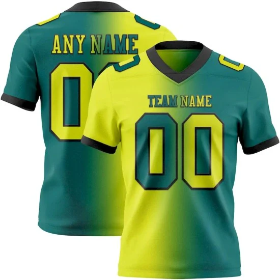 Custom Teal Neon Yellow-Black Mesh Gradient Fashion Jersey
