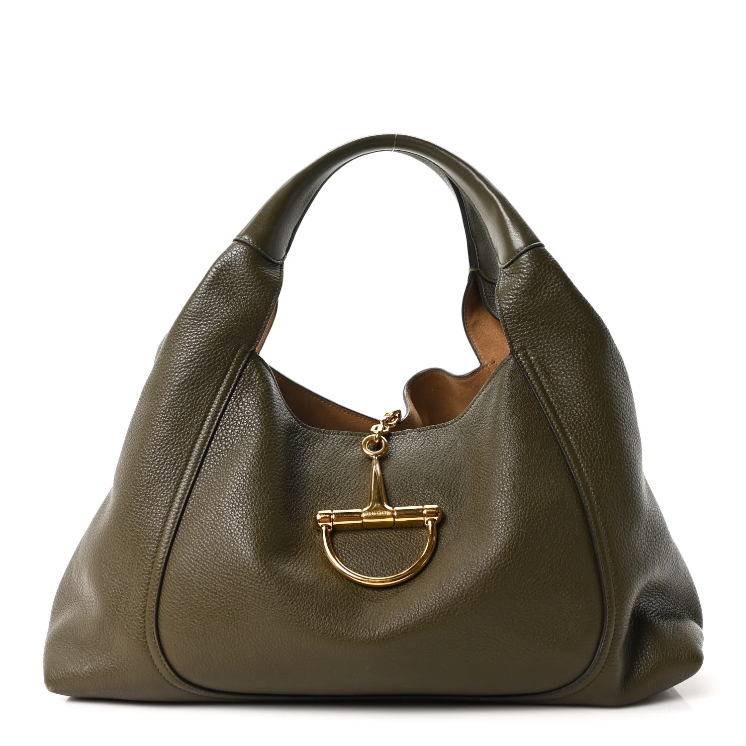 Grained Calfskin Softbit Maxi Shoulder Bag Forest Green