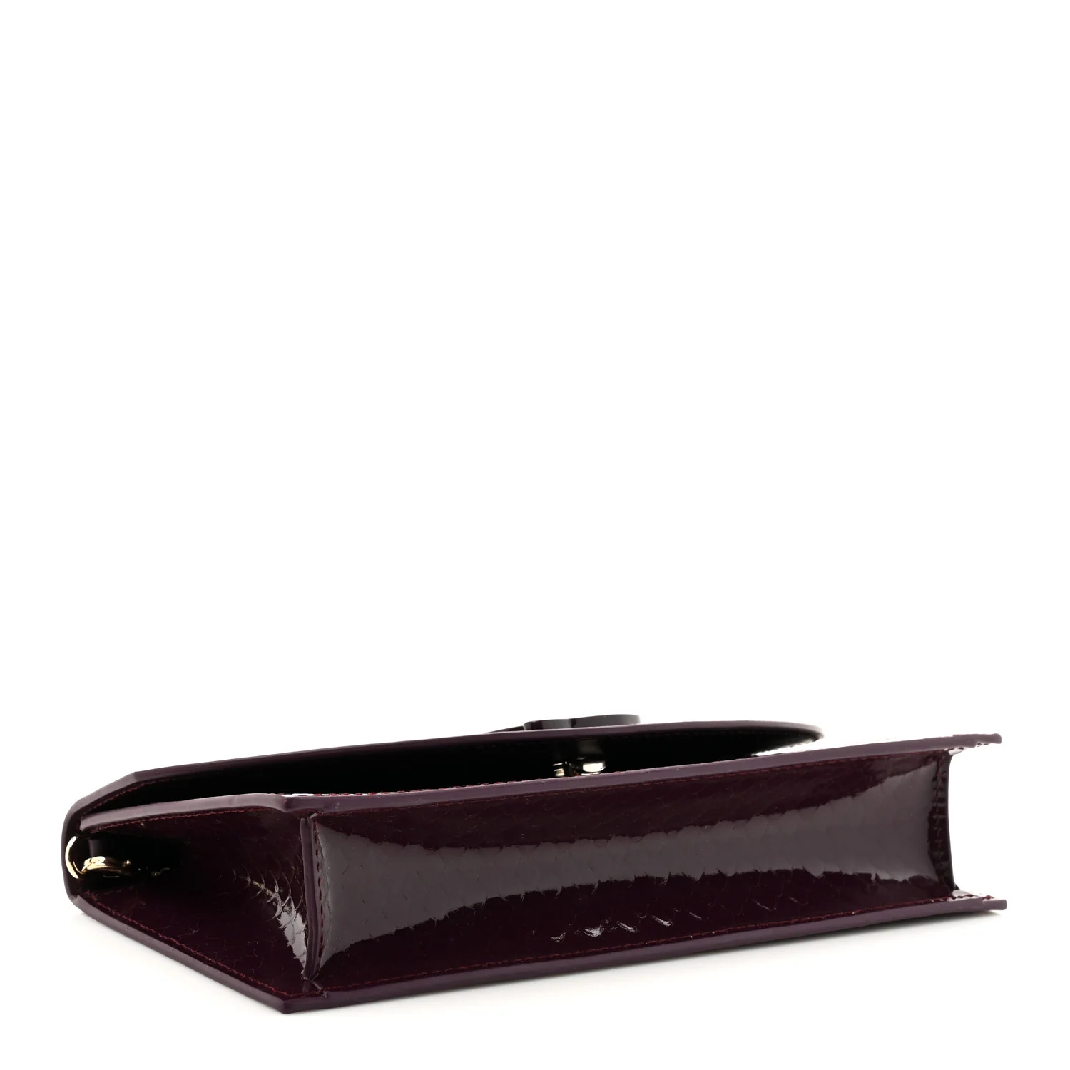 Patent Birdy Snakeskin Embossed Loubi54 Crossbody Clutch Merlot