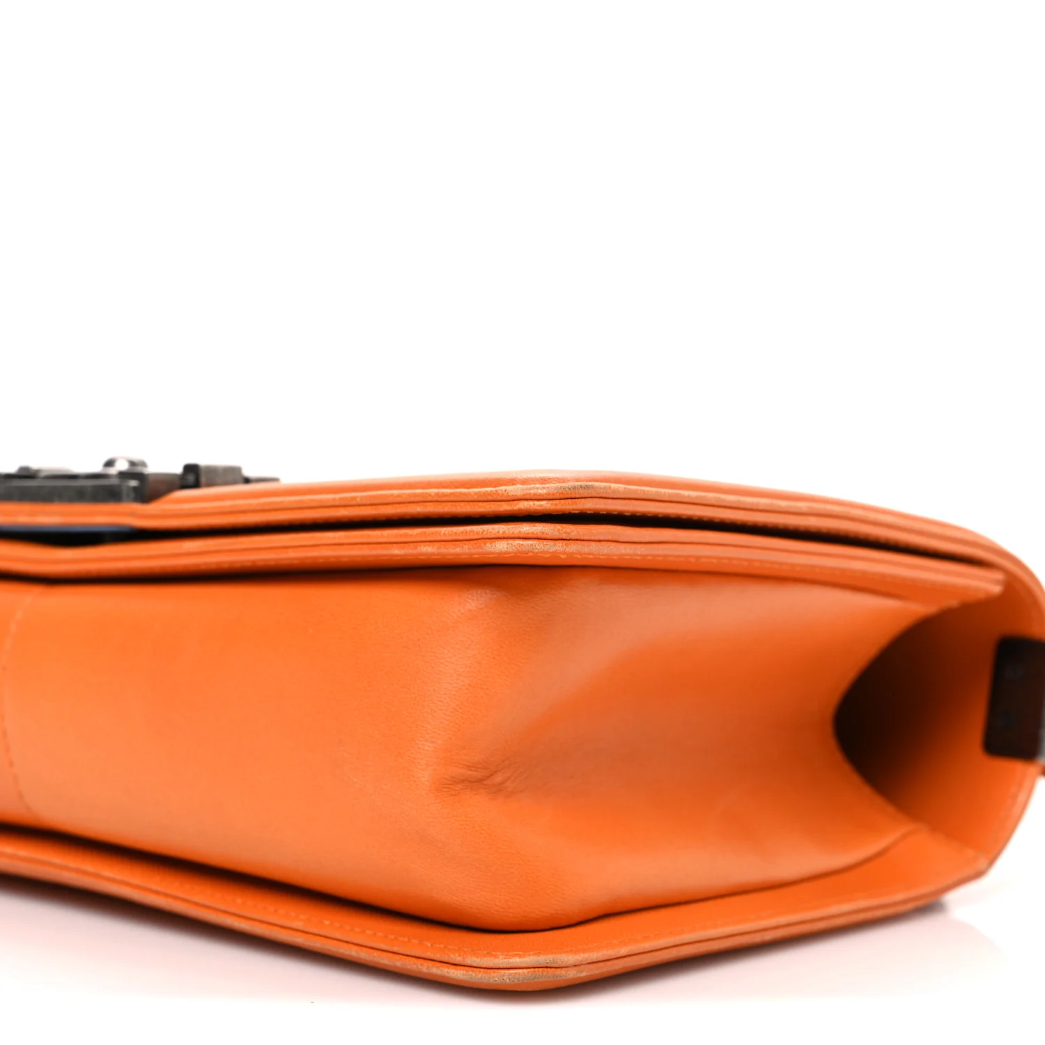 Lambskin Quilted Medium Boy Flap Orange
