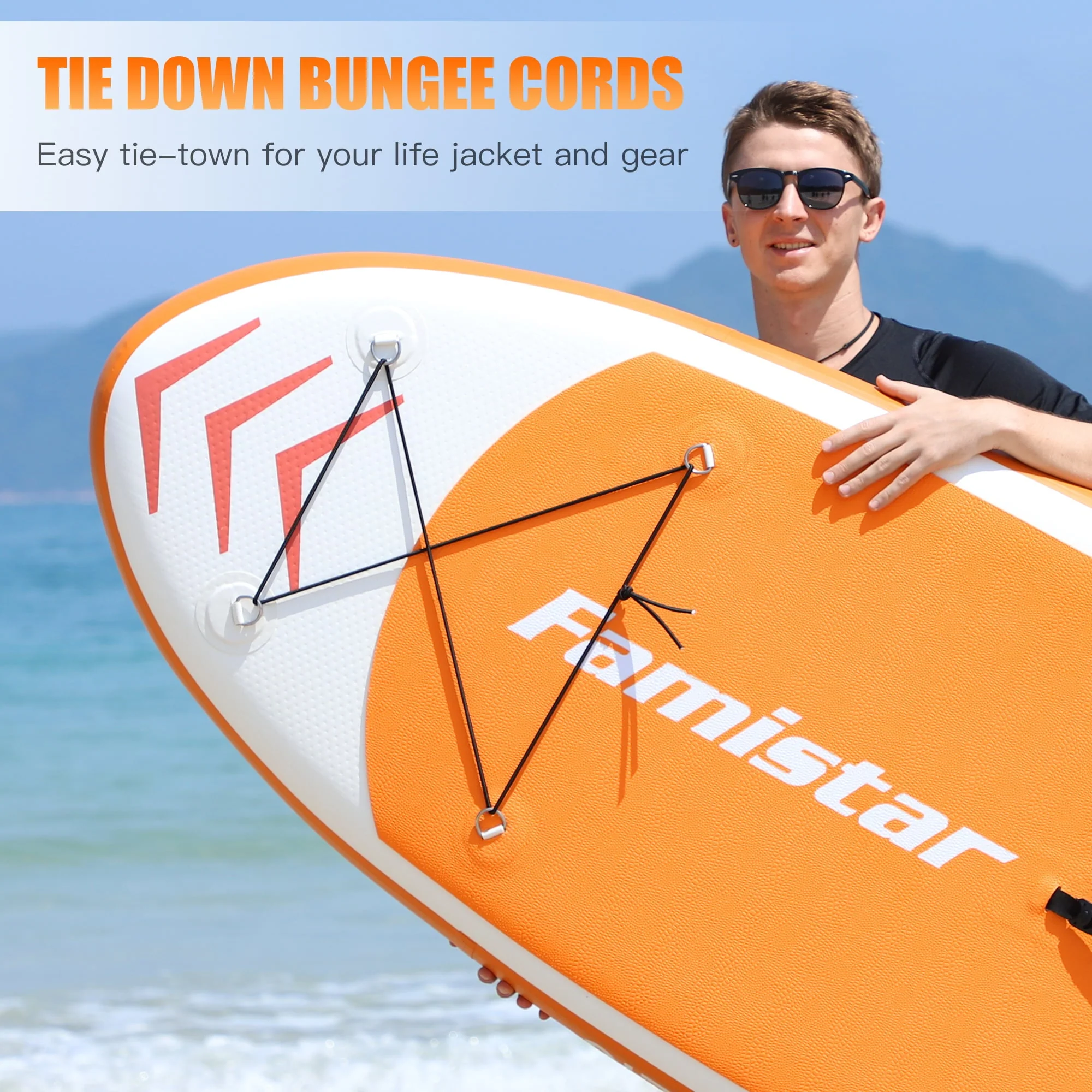 Famistar 10'10" Inflatable Stand Up Paddle Board SUP w/ 3 Fins, Adjustable Paddle, Pump  Carrying Backpack