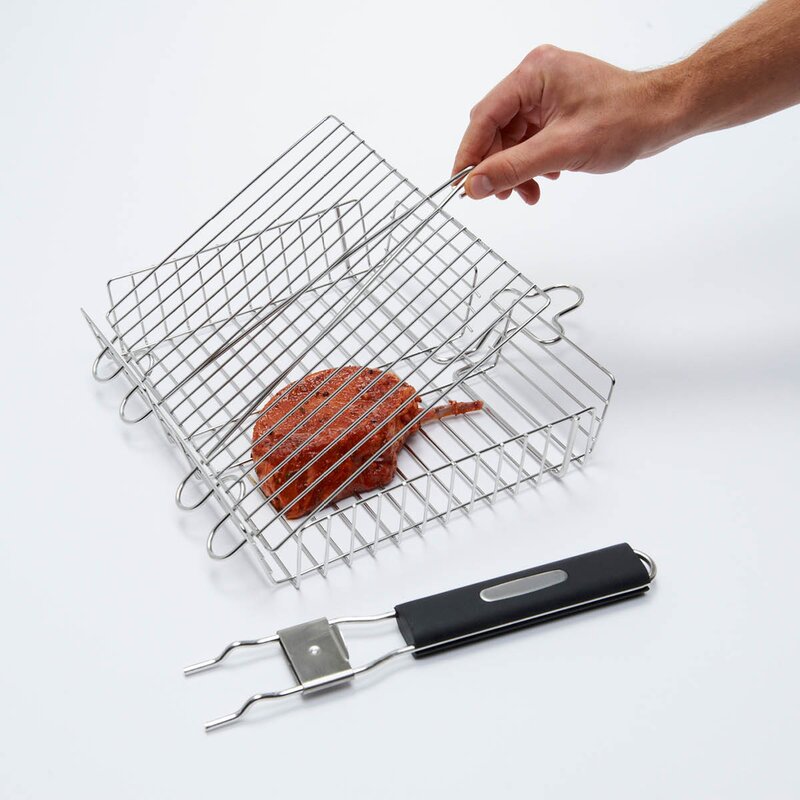 Grillkurv avtakbart håndtak 34x7 cm