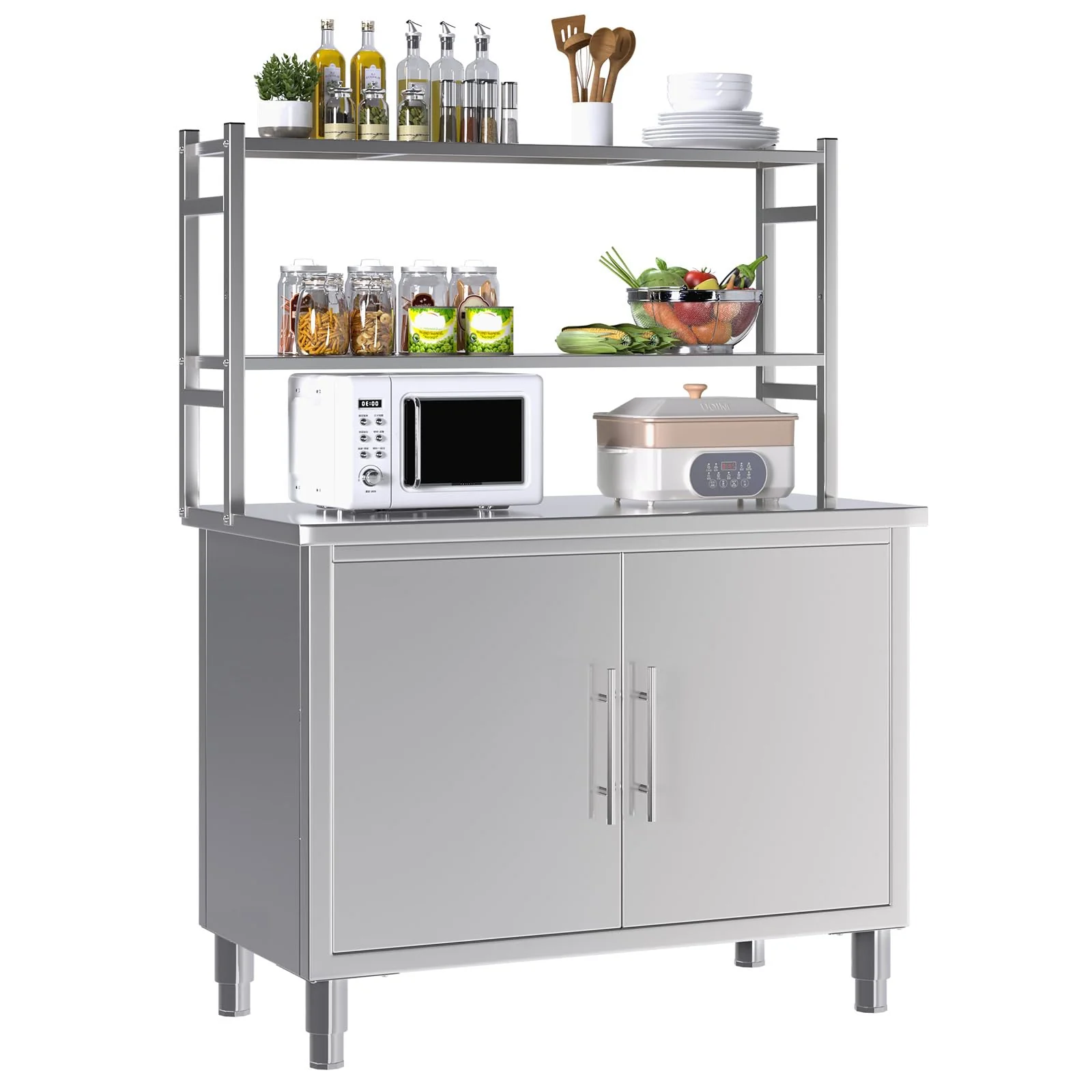 AECOJOY Stainless Steel Table with Cabinet 40