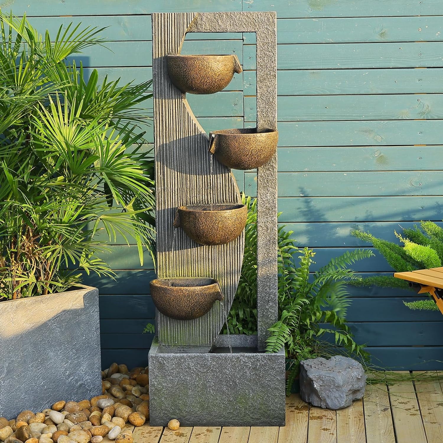 Garden Springs 5 Tier Cascading Polyresin Water Fountain with LED Lights