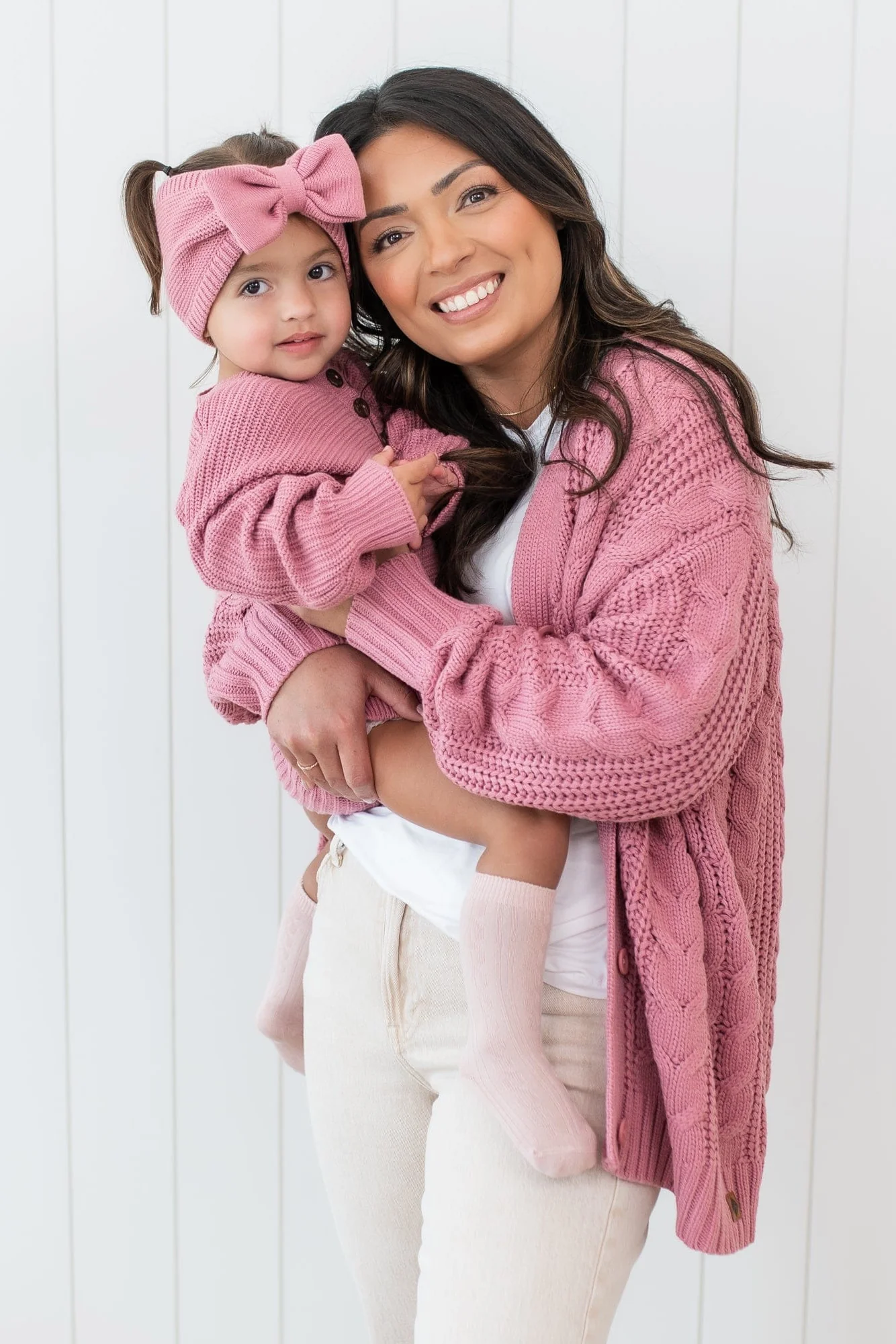 Cable Knit Adult Cardigan in Apple Blossom