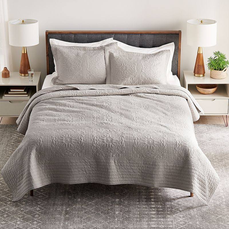 Sonoma Goods for Life Solid Cotton Quilt or Sham, Grey, King Sham