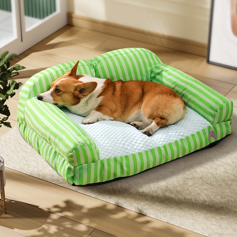 Lit rafraîchissant pour animaux de compagnie à rayures, canapé-lit pour chien