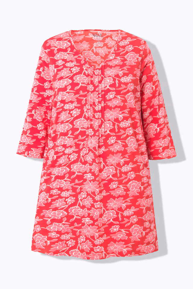 Floral Pintuck Knit 3/4 Sleeve Tunic
