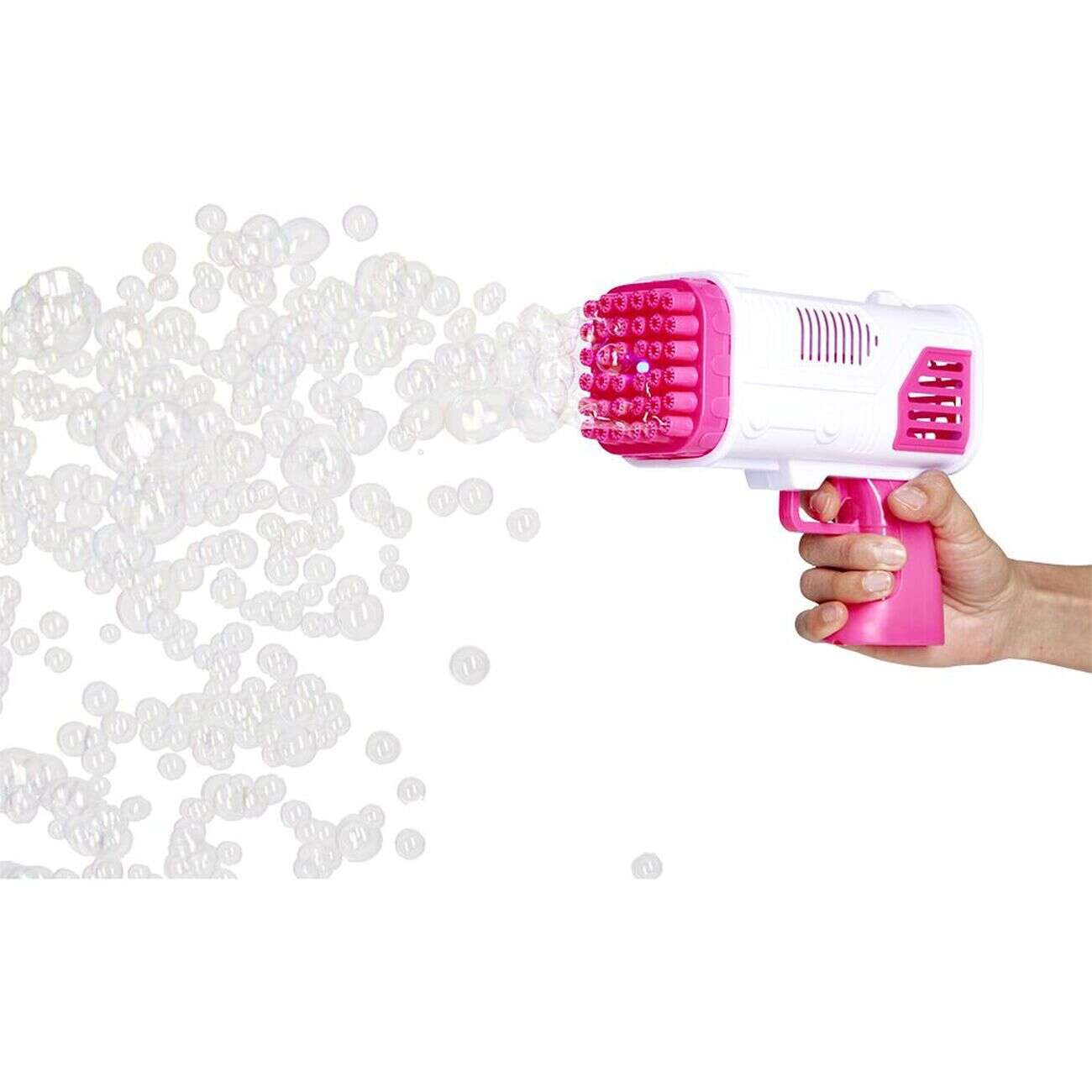 Pistolet à bulles bazooka 36 buses plastique rose
