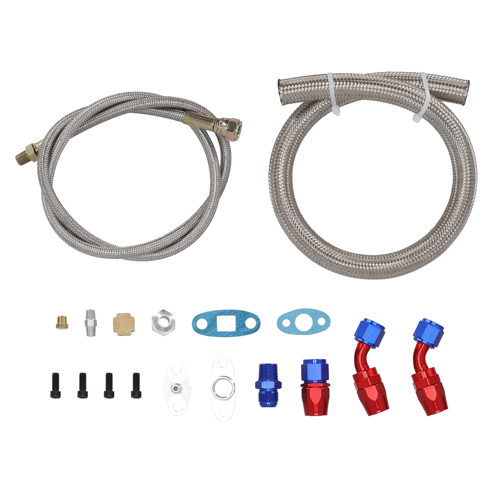 T3 T4 T04E Universal Turbo Turbocharger+Wastegate+ Intercooler+BOV+ Oil Line Kit - Image 5